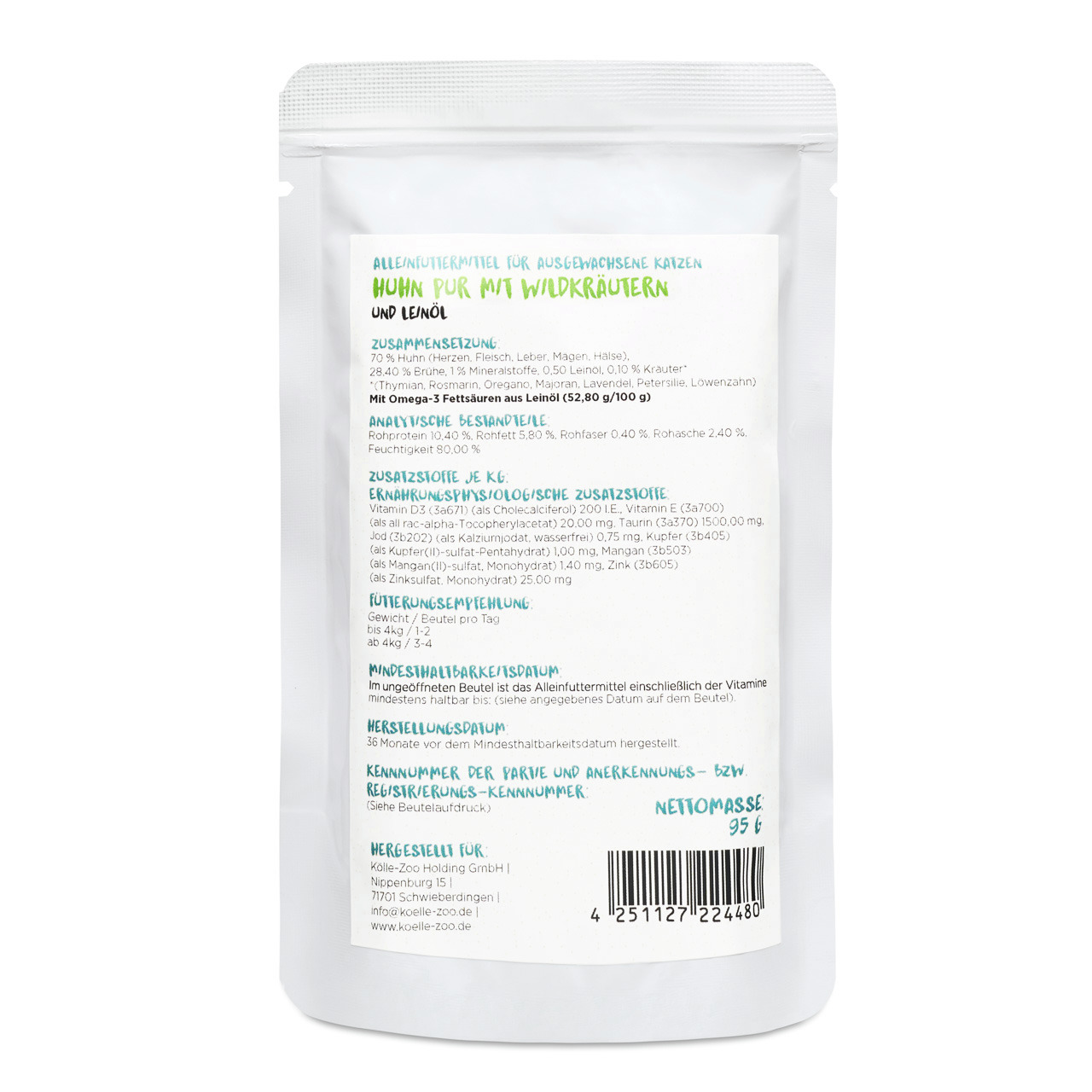 Mincas „MINCAS HÄPPCHEN“ Katzenfutter, Huhn, 400 g – schmackhafte Mahlzeit für Katzen.