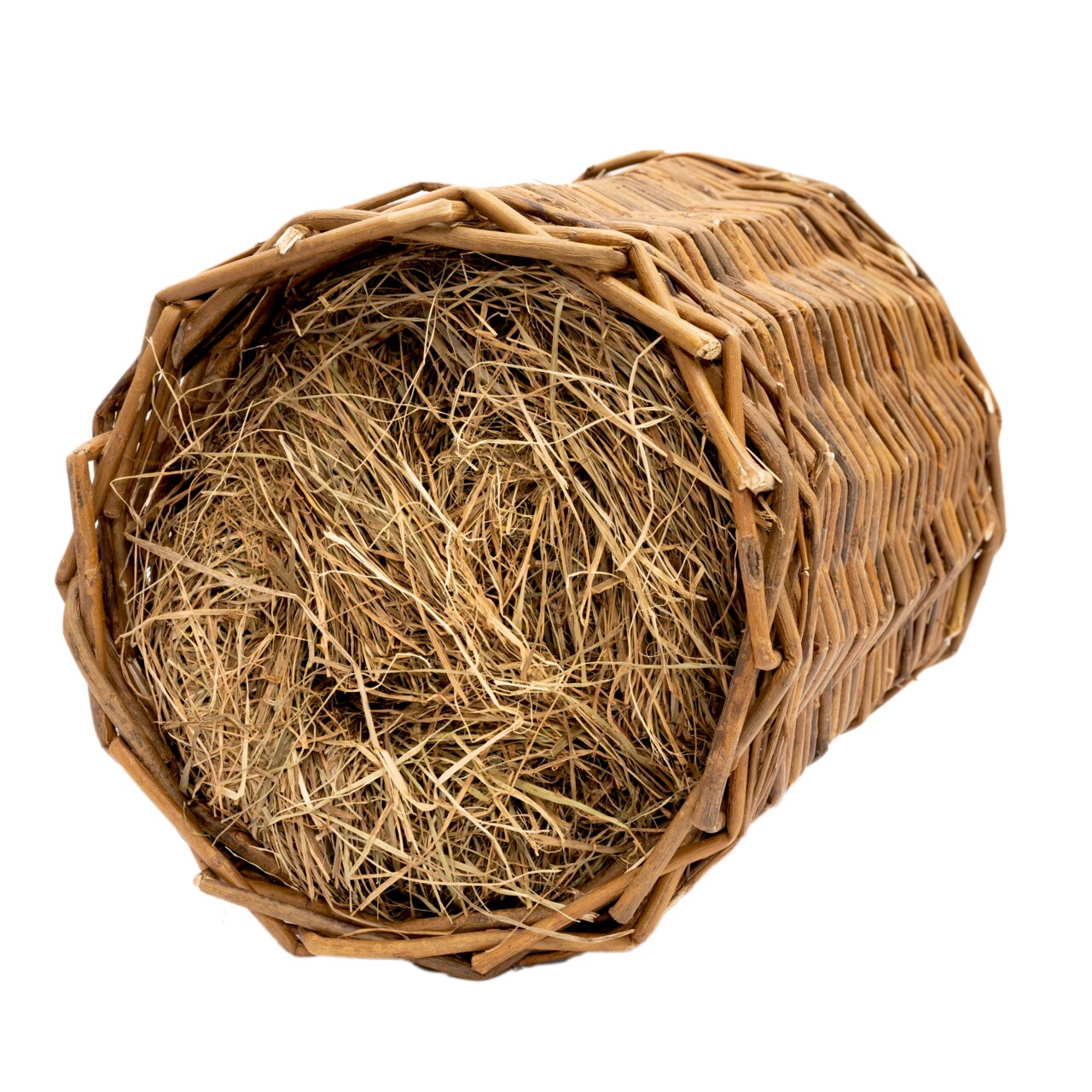 Lottis Freunde Heutunnel für Kaninchen-Meerschweinchen: Versteck, Spielzeug & Futterquelle aus Naturweiden, gefüllt mit duftendem Heu.