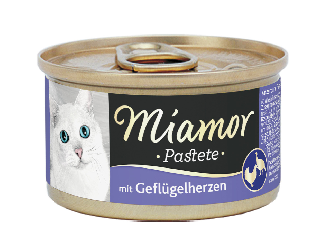 Miamor Pastete mit Geflügelherzen, 85 g, für Katzen. Geschmacksr.: Geflügelherzen.