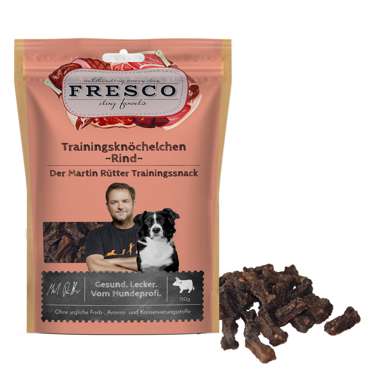 Fresco Trainingsknöchelchen Rind, Hunde, 150 g, gesunder Snack vom Hundeprofi Martin Rütter, ohne Zusatzstoffe.