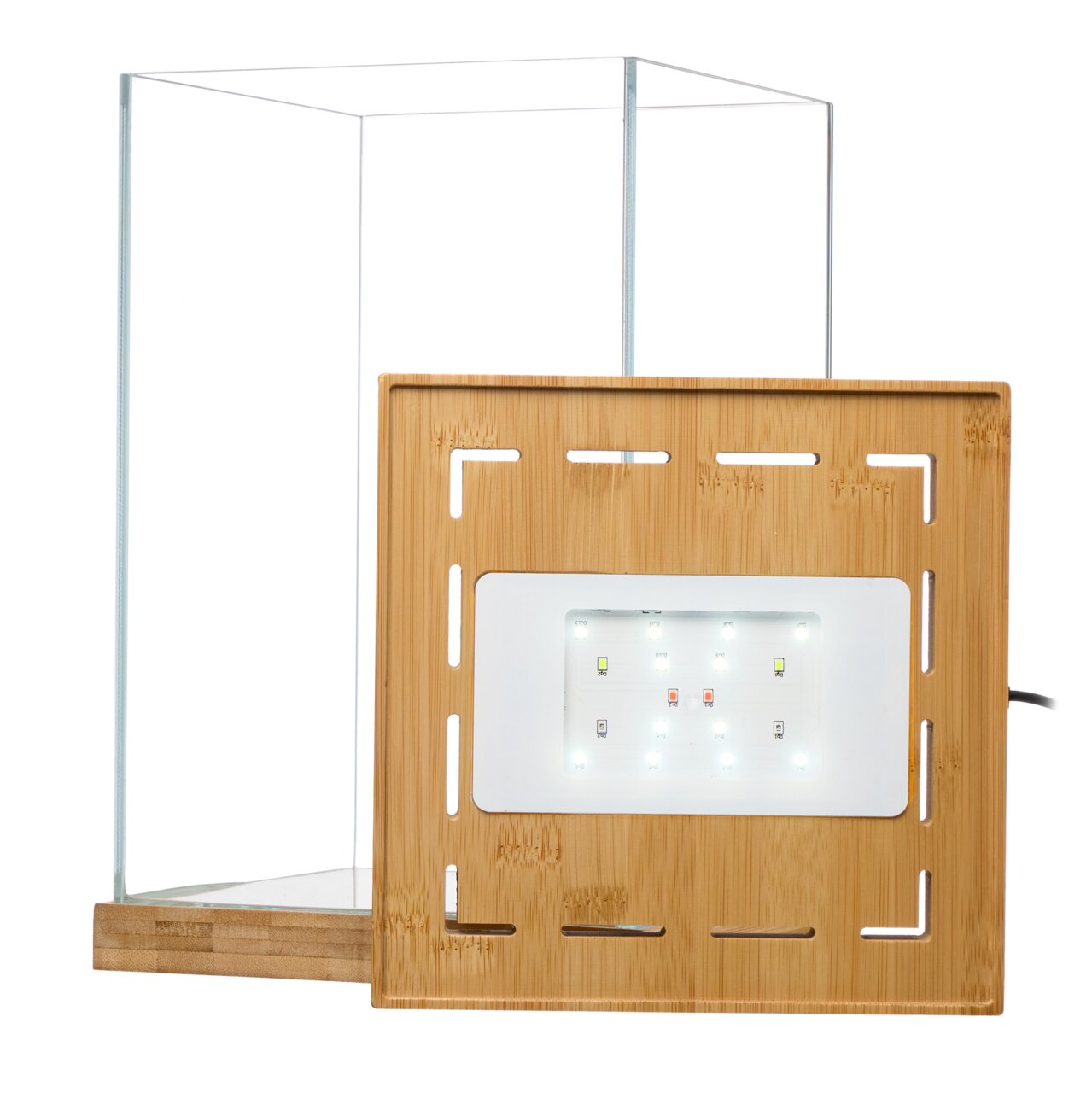 AQUAEL offenes Nano-Aquarium aus Glas mit Bambusabdeckung und integrierter LED-Beleuchtung für Aquascaping und Garnelenhaltung