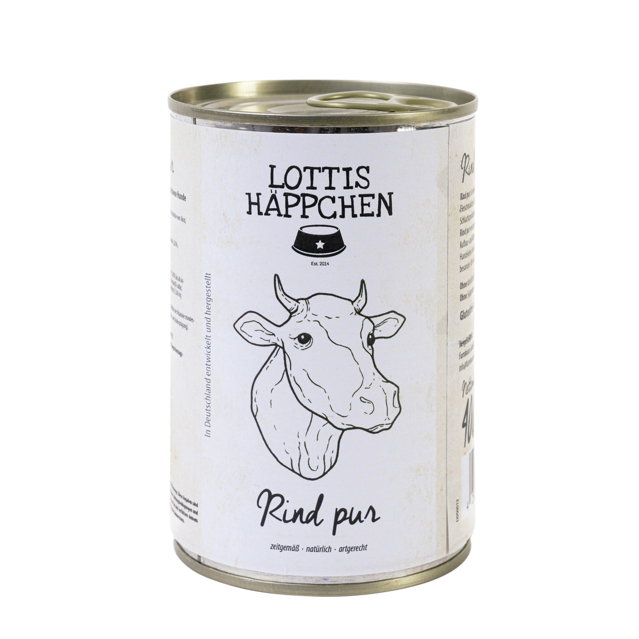 Lottis Häppchen – Rind pur, für Hunde, reines Rindfleisch, 400 g, zeitgemäß – natürlich – artgerecht.