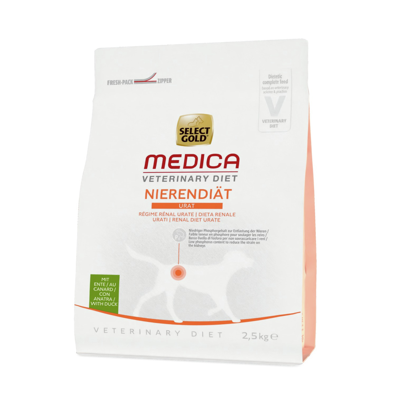 Select Gold Medica Vet. Diet Nierendiät Urat, 2,5 kg, Katze, Ente, diätet. Alleinfutter zur Unterstützung der Nierenfunktion.
