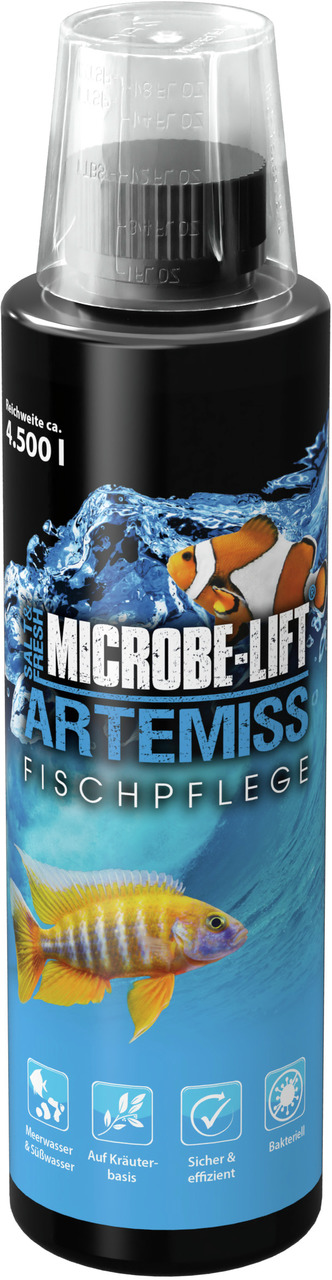 MICROBE-LIFT Artemiss Fischpflege, Zierfische, Süß-/Meerwasser, Kräuterbasis, sicher & effizient, 4.500 L Reichweite.