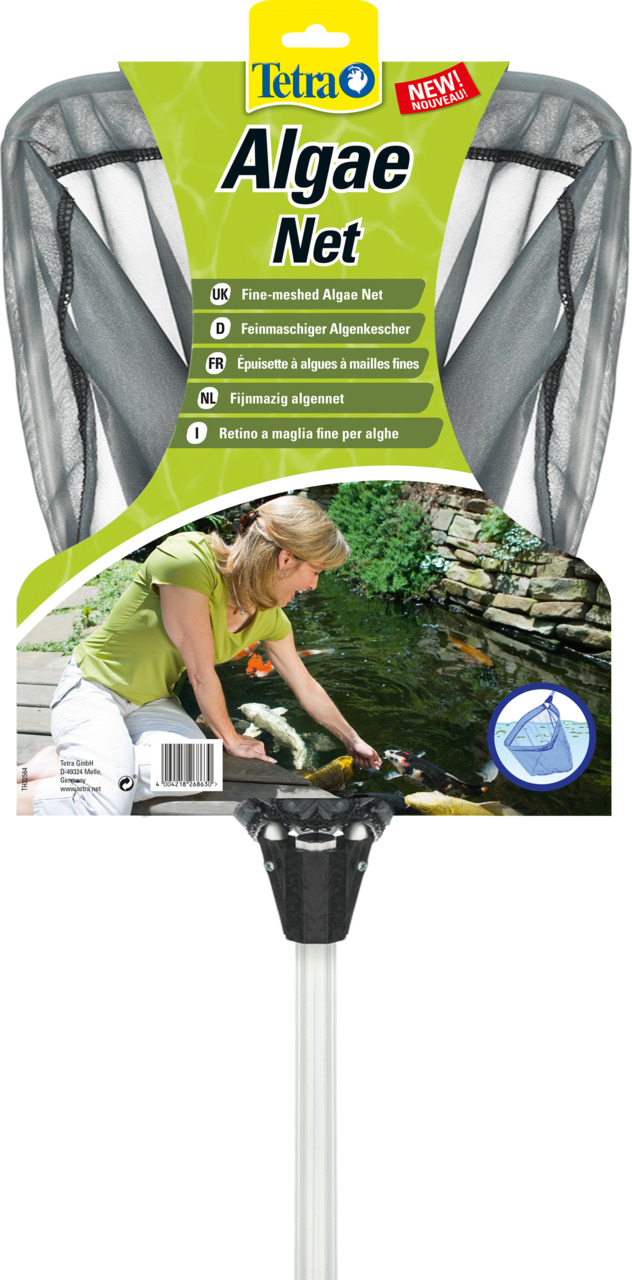 Feinmaschiger Algenkescher von Tetra, ideal für Teichbesitzer. Zielgruppe: Teichliebhaber und Fischhalter. Der Kescher ist speziell für das Entfernen von Algen und Schmutz aus Teichen konzipiert. Ergonomisches Design mit stabilem Griff. EAN: 4004218268630