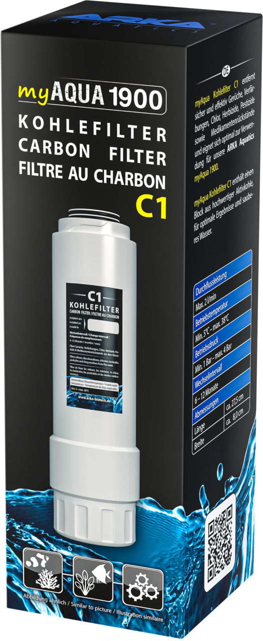 ARKA myAqua 1900 C1 Kohlefilter, für Aquarienbesitzer, entfernt Gerüche, Verfärbungen, Schadstoffe