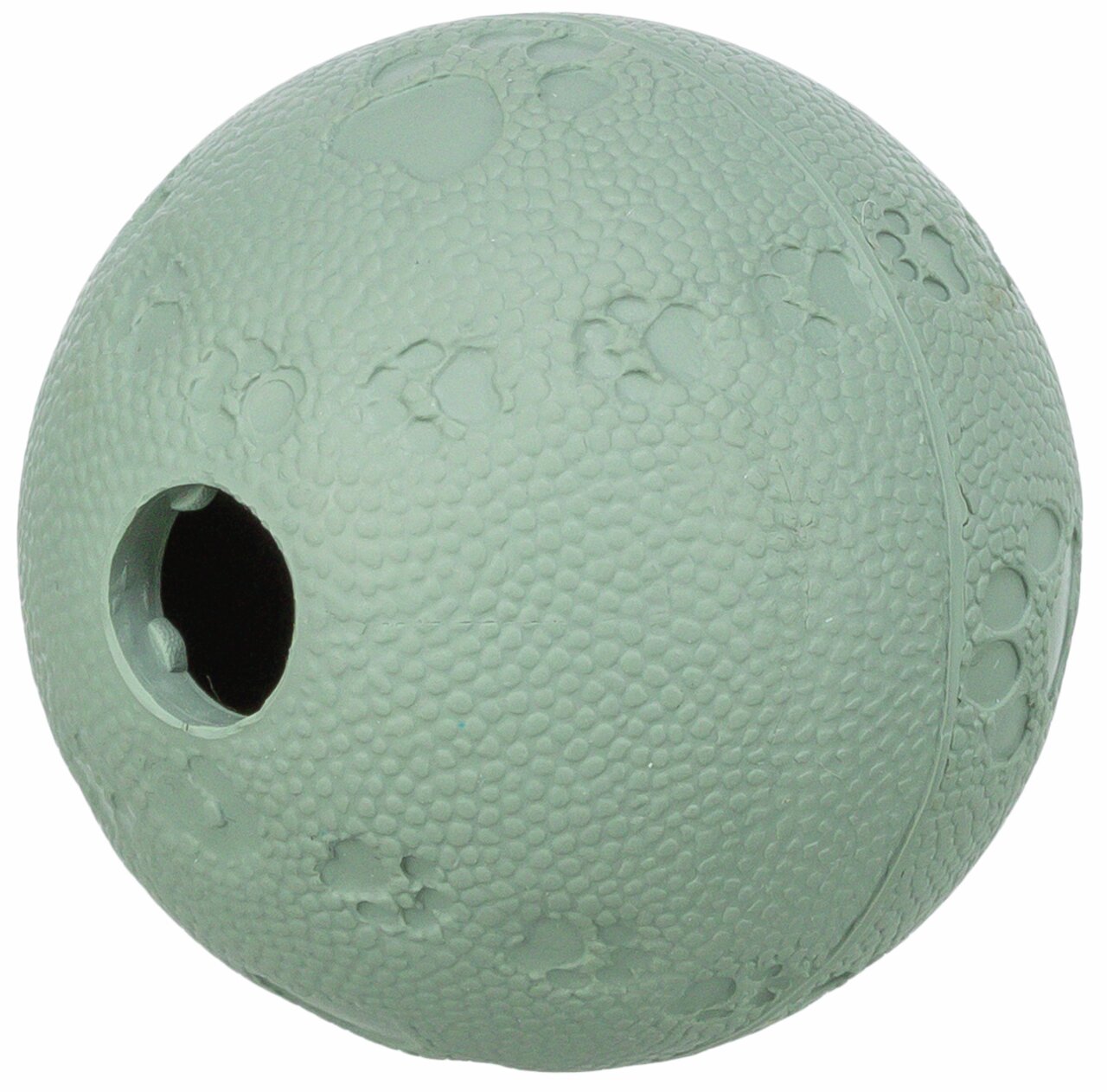 TRIXIE Snackball für Hunde, grün, Pfotenmuster, befüllbar, fördert Spiel/Beschäftigung, Ø 11 cm.
