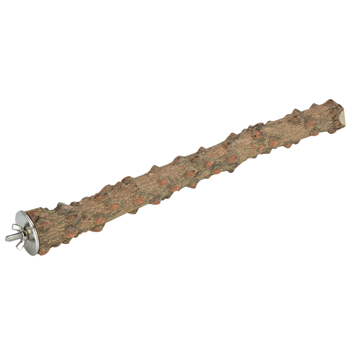 AK 4Pets Sitzstange für Papageien-Wellensittiche, Holz, unregelmäßige Oberfläche, Metallhalterung, natürl., robust.