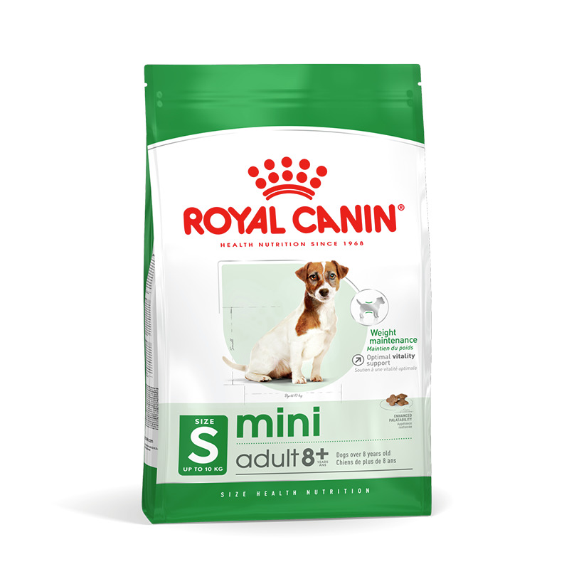 ROYAL CANIN Mini Adult 8+, für kl. Hunde bis 10 kg, ab 8 J., unterstützt Gewichtskontrolle & Vitalität, Menge: 1,5 kg.
