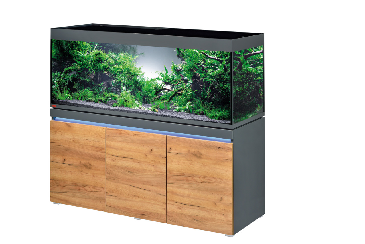 EHEIM Aquarium-Set Proxima, 325 l, stilvolles Design, Holzoptik-Unterschrank, schwarze Abdeckung, ideal für Aquaristik-Fans.