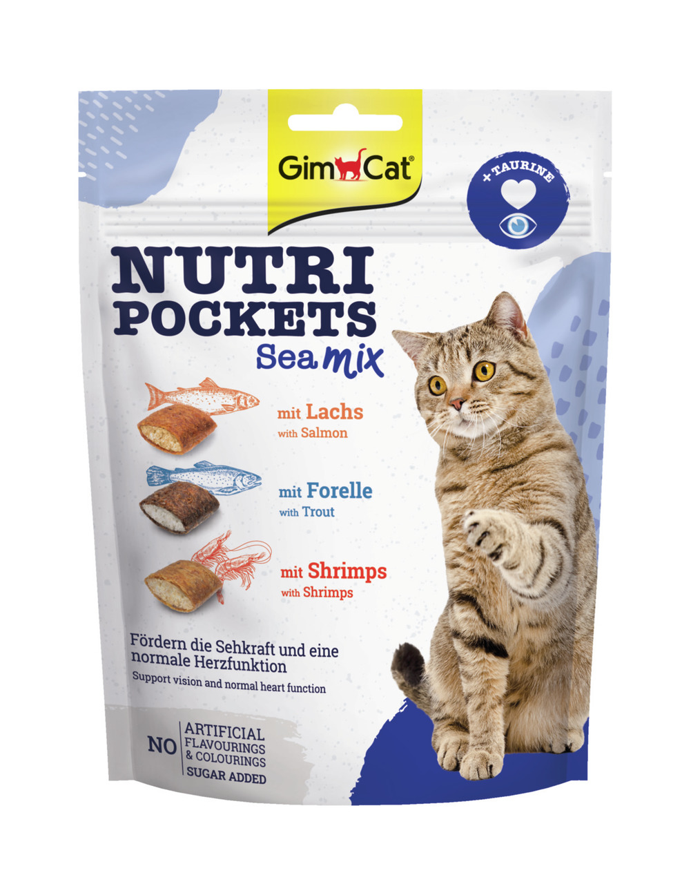 GimCat Nutri Pockets Sea Mix mit Lachs, Forelle & Shrimps Katzen Snack 150 g