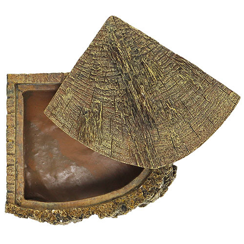 HOBBY Reptilienhöhle "Turtle Cave" f. Reptilien-Amphibien, Holzoptik, abnehmbarer Deckel, sicherer Rückzugsort, Maße auf Produkt.