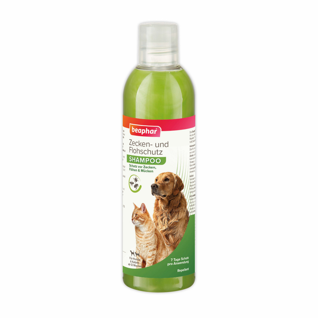 beaphar Zecken- & Flohschutz Shampoo, Hunde-Katzen, Schutz vor Zecken-Flöhen-Mücken, ab 12 Wochen, 7 Tage Schutz, 200 ml