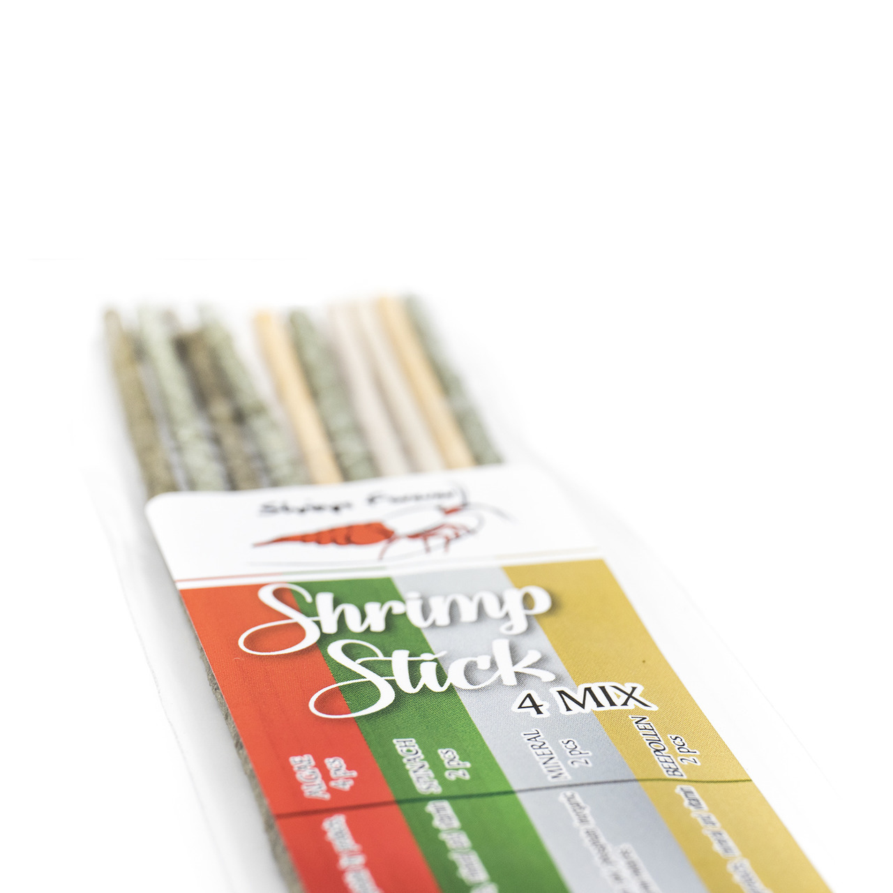 CeramicNature Shrimp Stick 4 Mix: Futter für Garnelen, 4 Geschmacksrichtungen (Algen, Kräuter, Mineralien, Gemüse), für Aquarien, 50g.