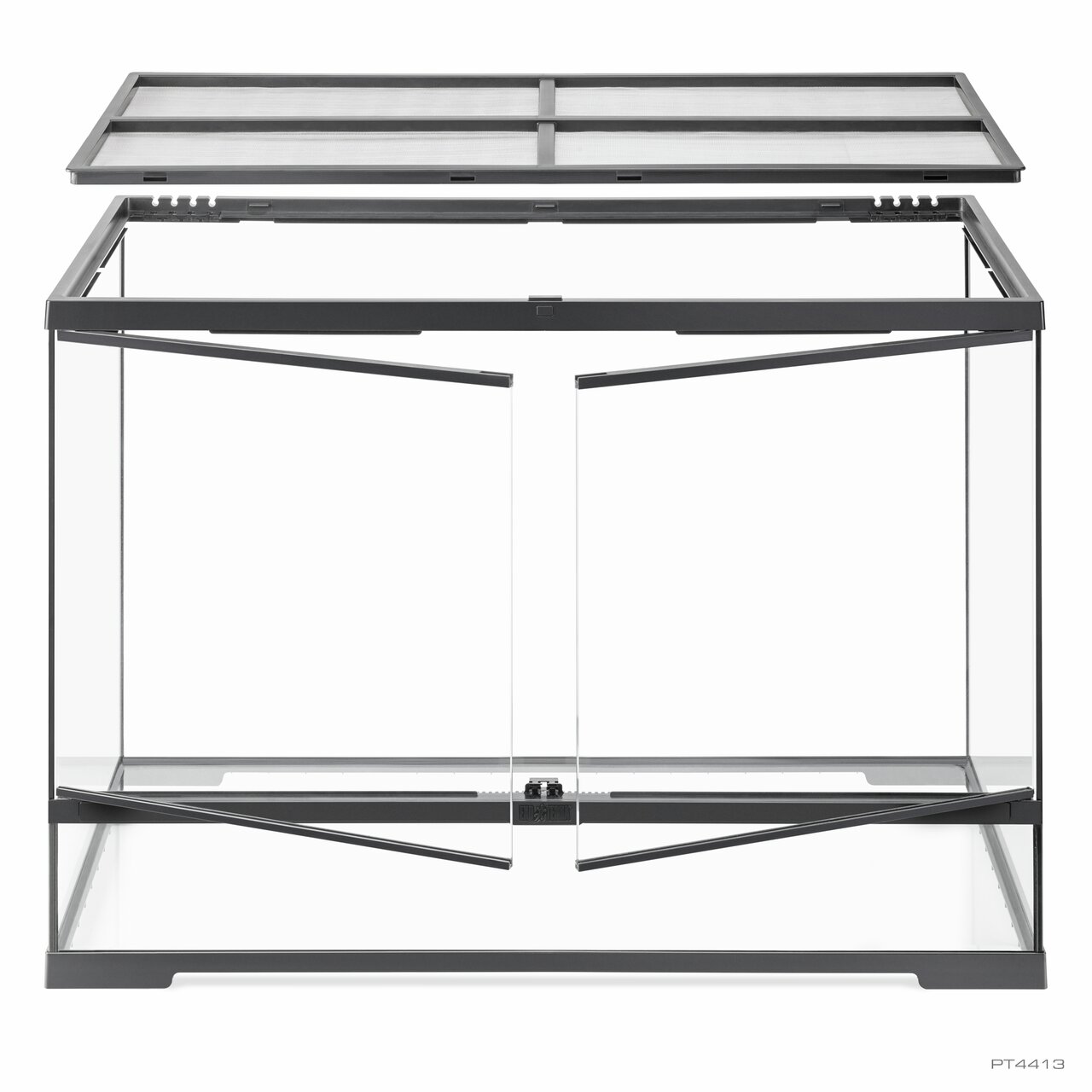 Exo Terra Terrarium PT4413, für Reptilien-Amphibien, Glasterrarium, doppelte Fronttür, Netzabdeckung, stabile Konstruktion.