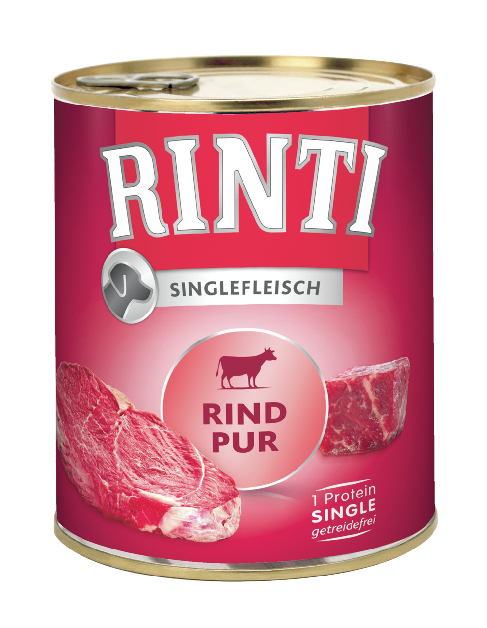 RINTI Singlefleisch Rind Pur, für Hunde, reines Rind, getreidefrei, für sensible Hunde, 400 g.