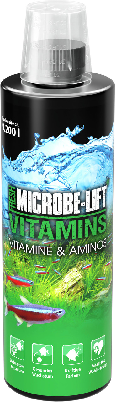 MICROBE-LIFT Vitamins, für Süßwasseraquarien, fördert Wachstum, Farben, Vitalität & Wohlbefinden, 500 ml, reicht für ca. 9.200 l.