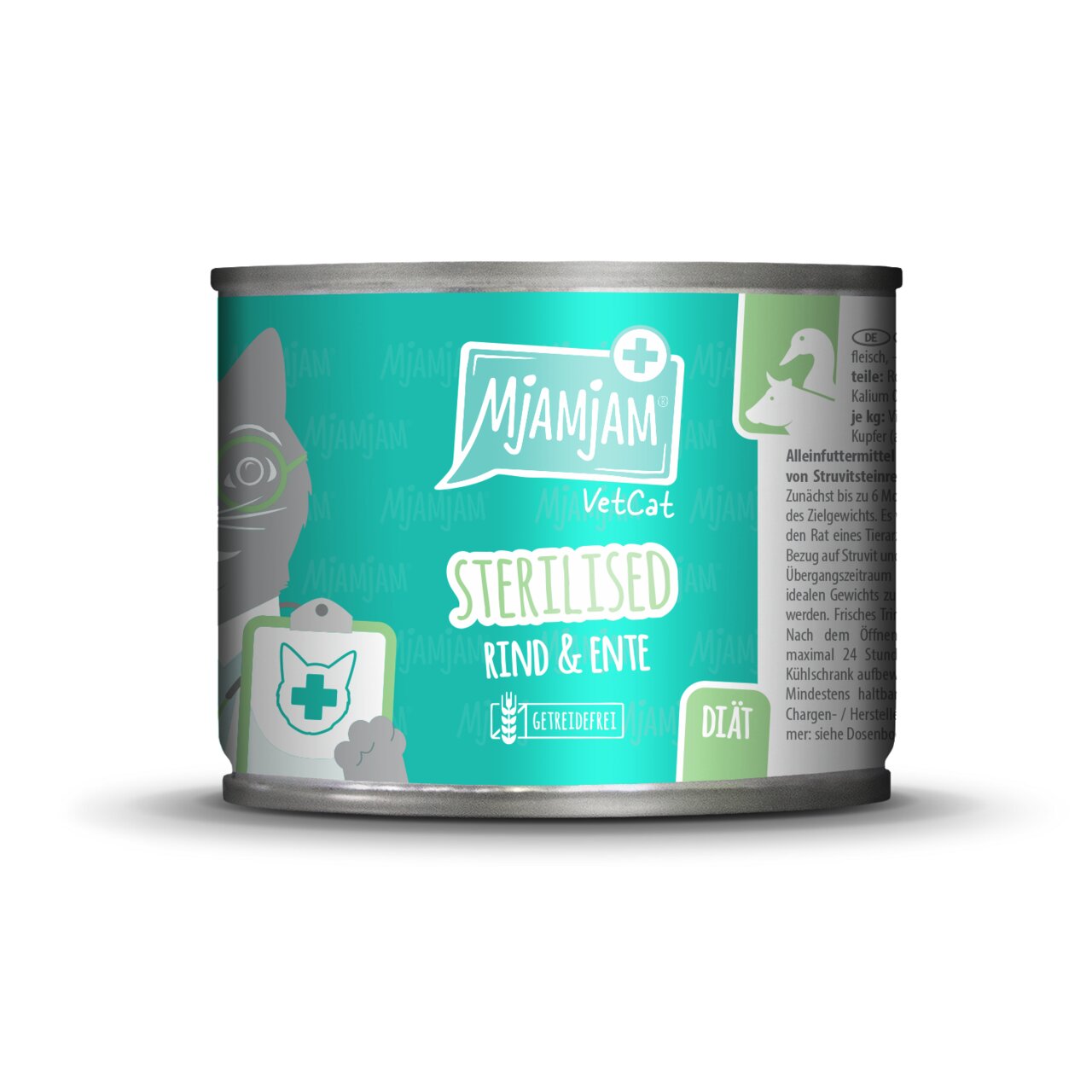 MjAMjAM VetCat Katzenfutter, sterilisiert, Rind & Ente, getreidefrei, Diätfutter, 200 g.