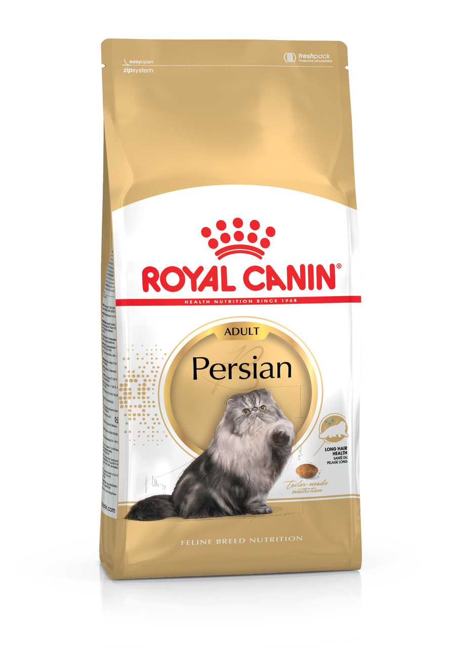 ROYAL CANIN Persian Adult, Katzenfutter für Perserkatzen, 2 kg, unterstützt langes Fell & empfindl. Haut, mit Perserkatzen-Illustration.