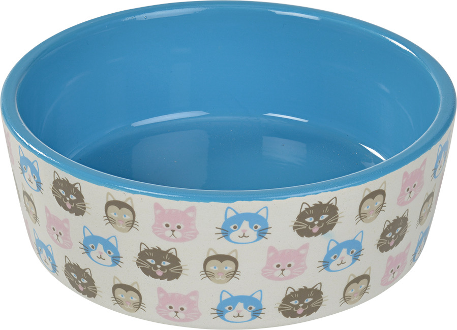 AniOne Keramiknapf Cat Faces 350 ml blau