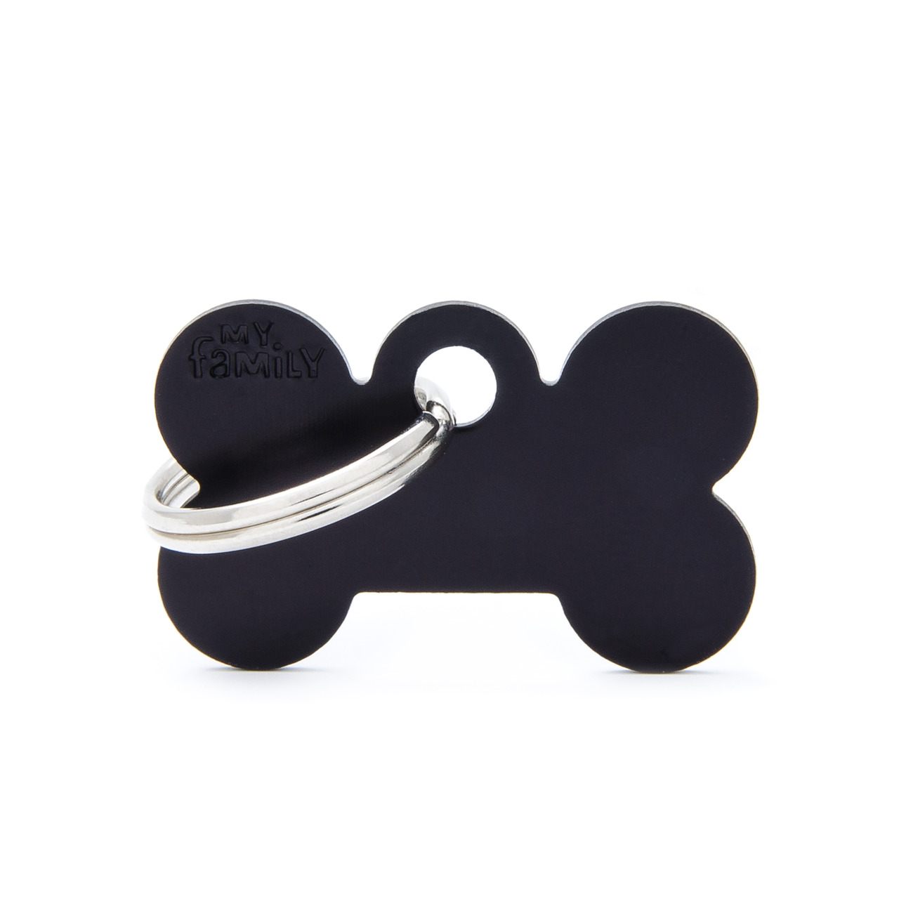 MY FAMILY Classic Small Bone Aluminum Tag schwarz Hundemarke