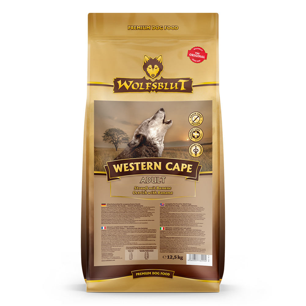 Sparpaket 2 x 12,5 kg Wolfsblut Western Cape Adult Strauß mit Banane Hunde Trockenfutter