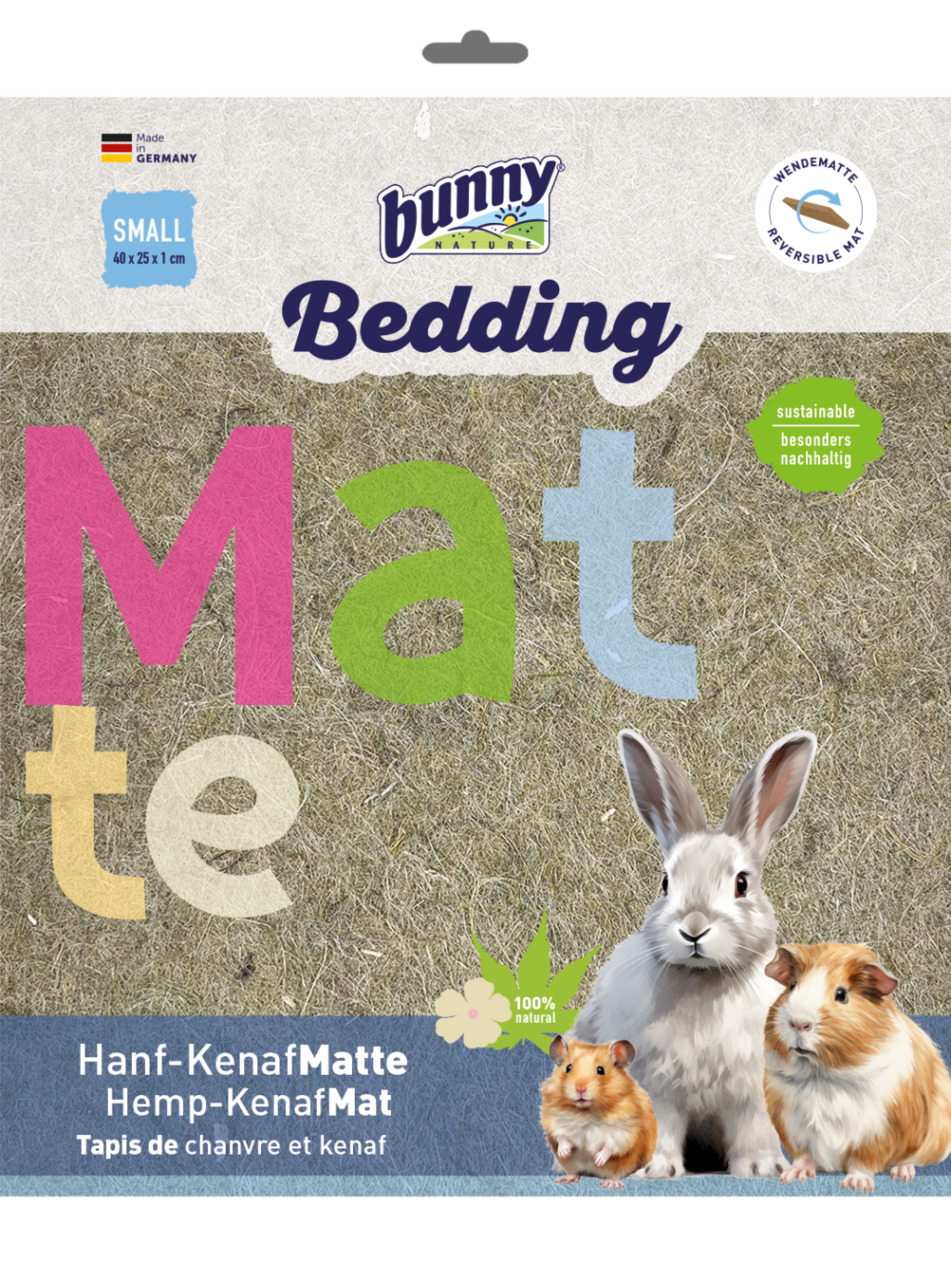 Bunny Nature Hanf-KenafMatte, Wendematte für Kleintiere (Kaninchen, Meerschweinchen, Hamster), 40x25x1 cm, 100 % natürliche Materialien.