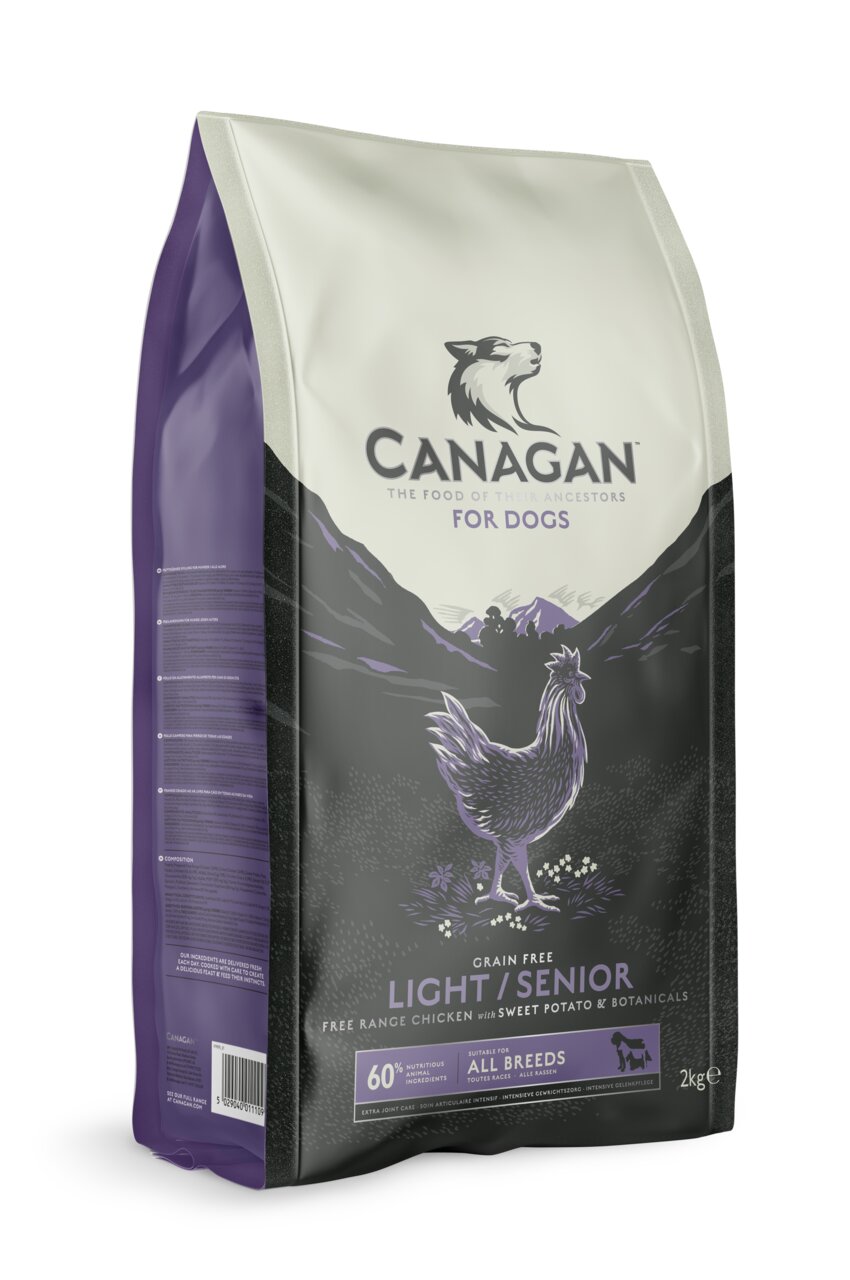 Canagan Light-Senior Hundefutter für ältere Hunde, Freiland-Huhn mit Süßkartoffel, getreidefrei, für alle Rassen, 2 kg