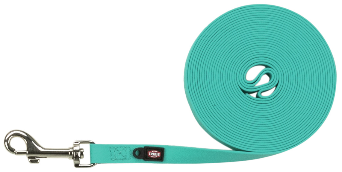 TRIXIE Schleppleine für Hunde, Türkis, 15m, robustes Material, stabiler Metallkarabiner, ideal für Training & Spaziergänge.