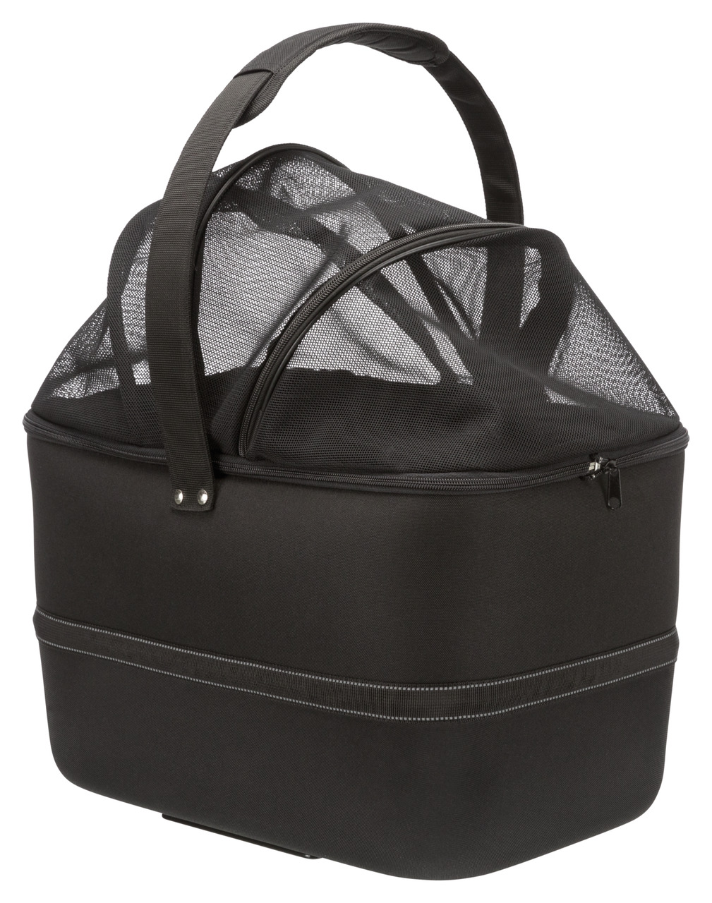 TRIXIE Trolley Elegance, Schwarz, für kleine Hunde-Katzen, Nylon, Netzfenster, stabiler Griff, Reißverschluss, ideal für Reisen.