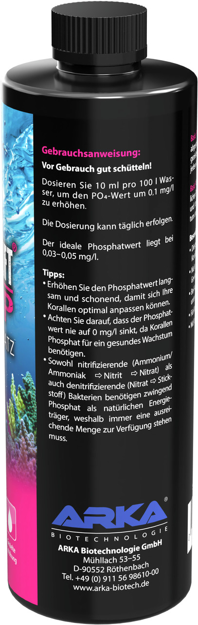 ARKA MICROBE-LIFT Phosphat Plus, 250 ml: Ergänzungsmittel für Aquarien, fördert Korallenwachstum, für Aquarienbesitzer.
