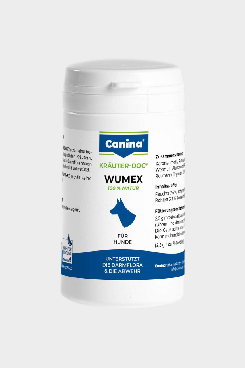 Canina Kräuter-Doc Wumex, 100 % Natur, für Hunde, 250 g. Unterstützt Darmflora & Abwehr, mit Kräutern, ohne chem. Zusätze.
