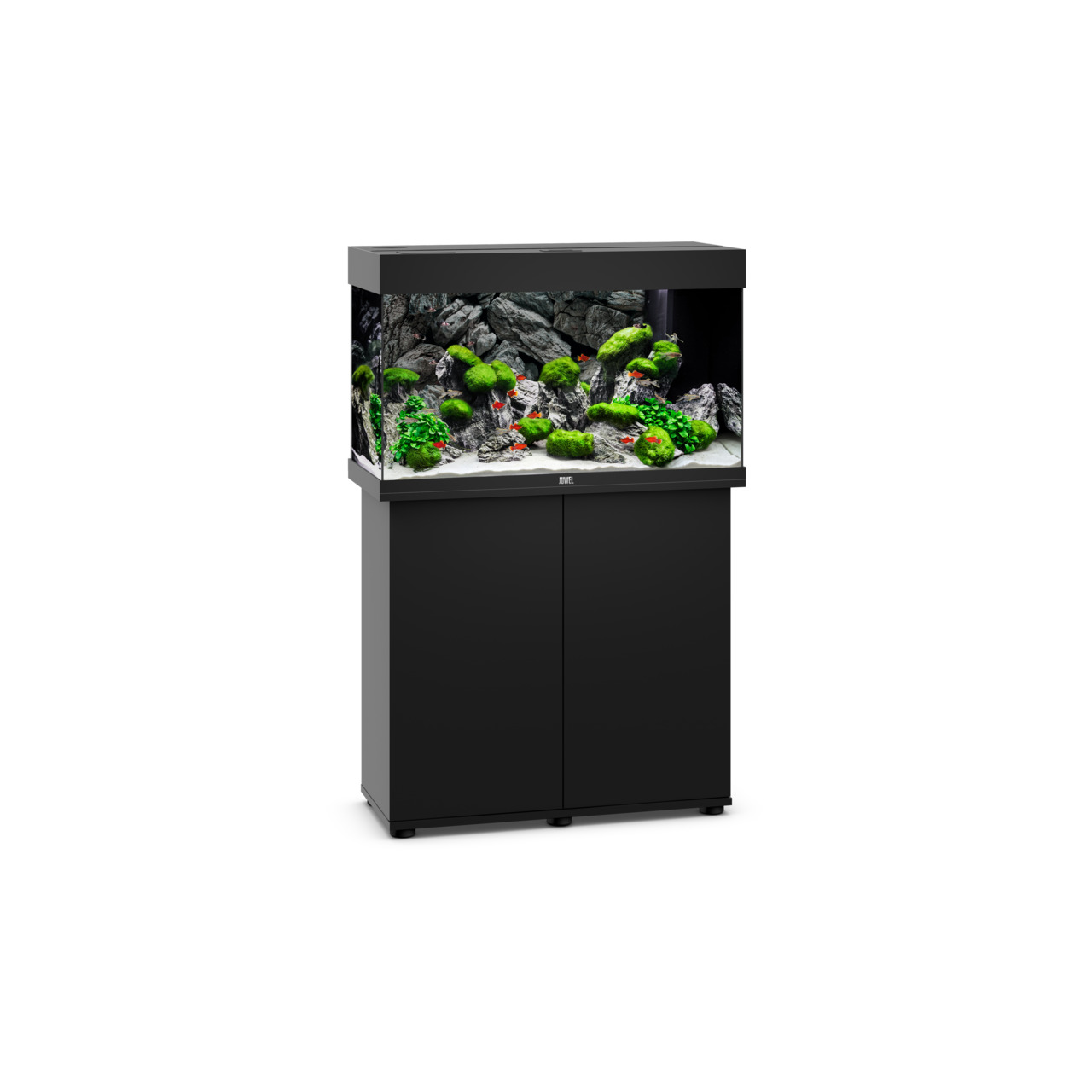 JUWEL Aquarium Rio 125, Schwarz, 125 L, mit LED-Beleuchtung, inkl. Unterschrank, für Pflanzen & Fische, ideal für Aquaristik-Fans.