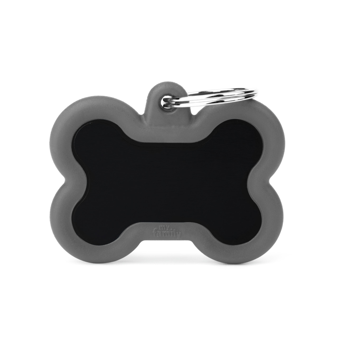 My Family" Hundeanhänger Knochenform, schwarz, mit Silikonrahmen & Metallring, für Hunde aller Größen, zur Personalisierung-ID.;;;;;;;;;;;;;;;;;;;;;;;;;;;;;;;;;;;;