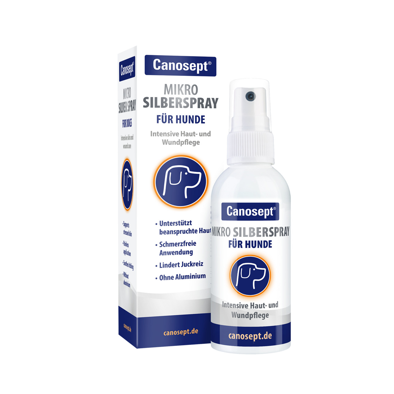 Canosept Mikro Silberspray für Hunde: Haut- & Wundpflege, lindert Juckreiz, schmerzfrei, ohne Aluminium, 75 ml.
