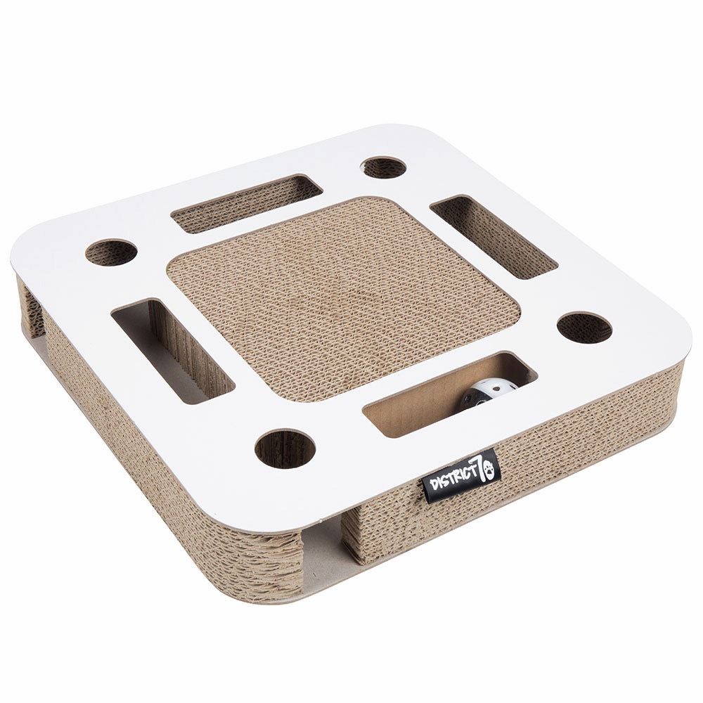 Katzenspielzeug „District 70 Puzzle Box“: Für Katzen, mit Kratzfläche (Wellpappe), Spielzeugmaus, ideal zur Beschäftigung & Krallenpflege.