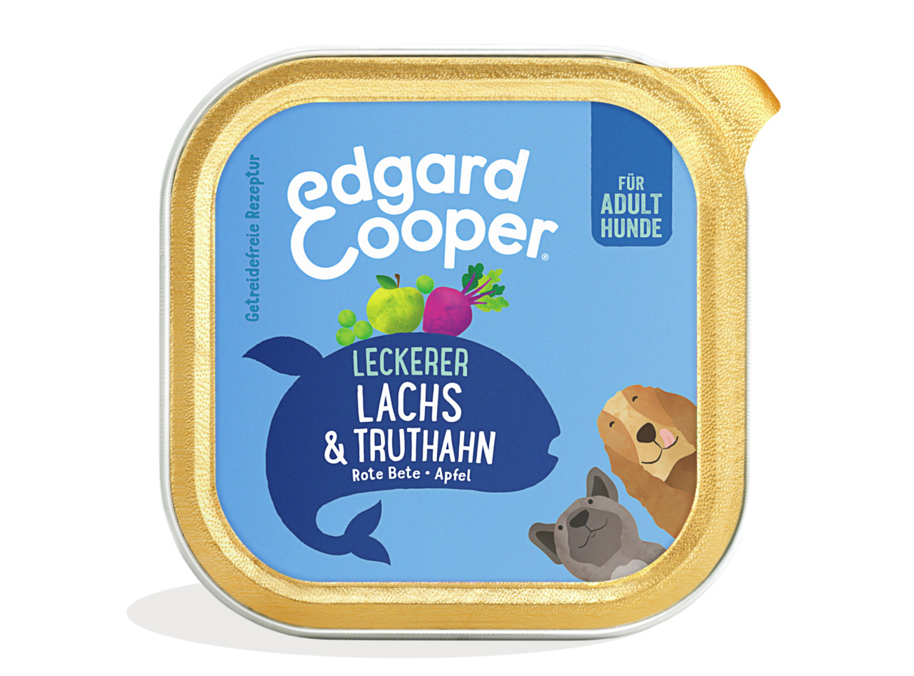Edgard & Cooper Leckerer Lachs & Truthahn, getreidefrei, für ausgewachsene Hunde, mit Rote Bete & Apfel, 150g.