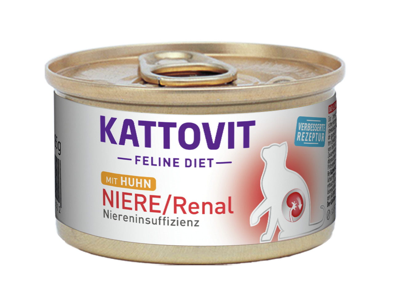 Kattovit Feline Diet Niere-Renal Huhn, Katzen mit Niereninsuffizienz, 85 g, verbesserte Rezeptur, speziell für Ernährungsbedürfnisse.