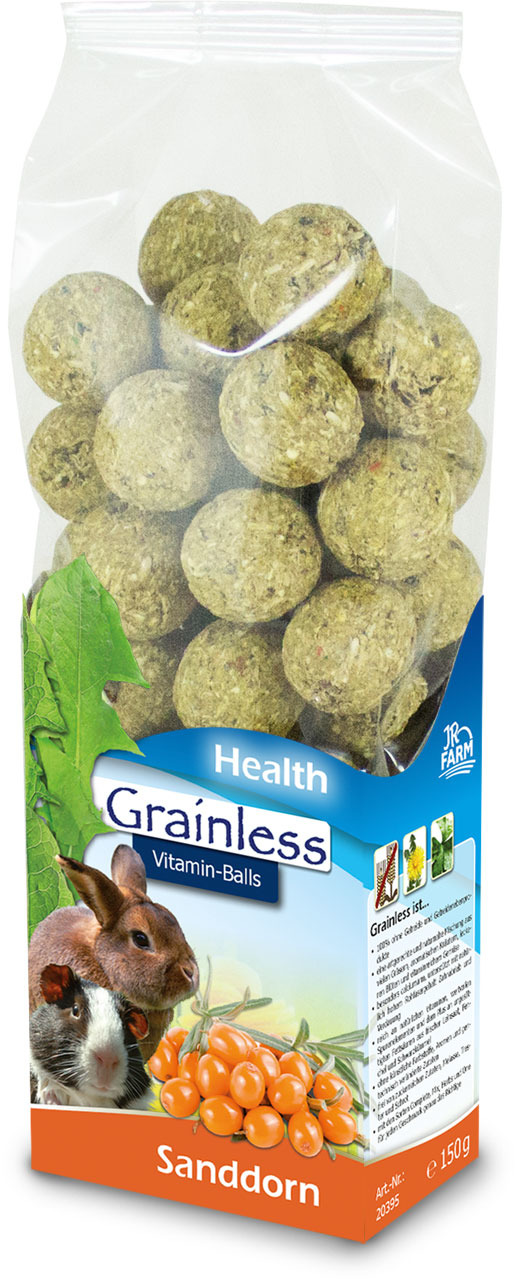 JR FARM Grainless Vitamin-Balls Sanddorn, 150 g, Ergänzungsfutter f. Kaninchen-Meerschweinchen, getreidefrei, vitaminreich, gesundheitsfördernd.