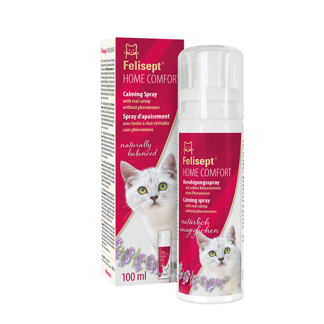 Felisept Home Comfort Spray, Katzen, Katzenminze, entspannt natürlich, ohne Pheromone, 100 ml.