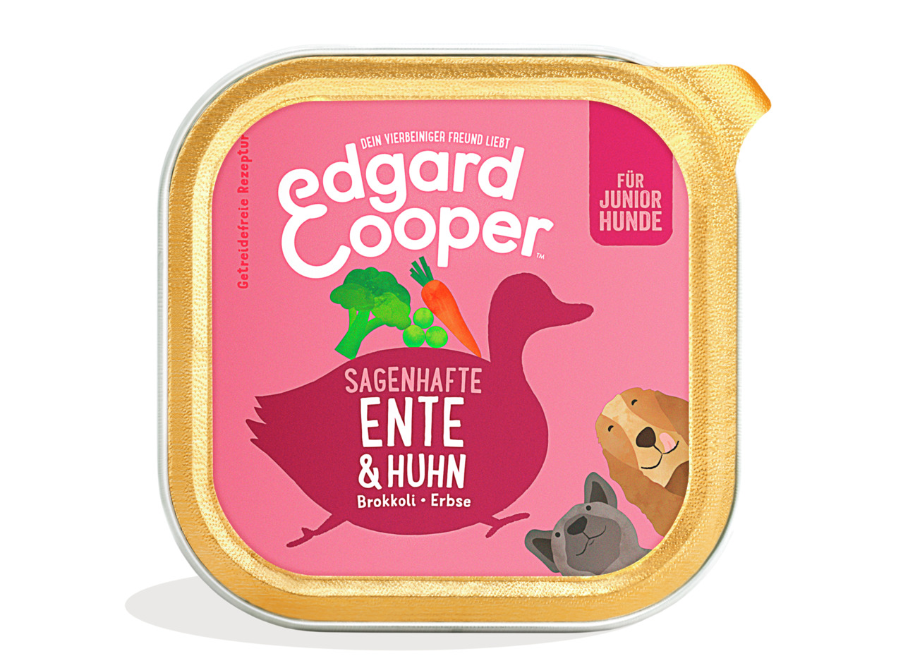 Edgard & Cooper Sagenhafte Ente & Huhn, Junior-Hunde, getreidefrei, mit Brokkoli & Erbsen, 100 g.
