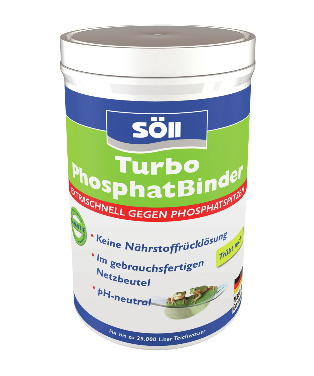 Söll Turbo PhosphatBinder, für Teichbesitzer, pH-neutral, gebrauchsfertig, bis 25.000 L, reduziert Phosphatspitzen in Teichwasser.