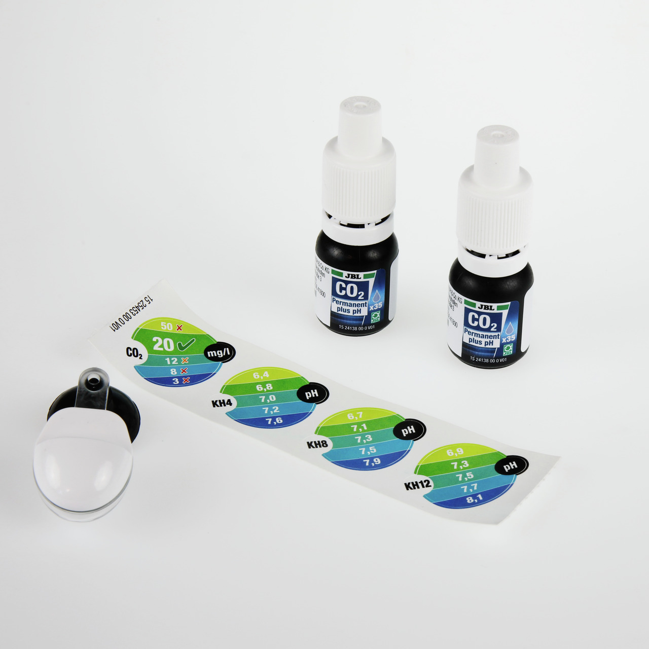 JBL CO2 Permanent Plus pH, Testset für Aquarienbesitzer, CO2-/pH-Überwachung, inkl. Testflüssigkeit, Farbskala & CO2-Indikator.