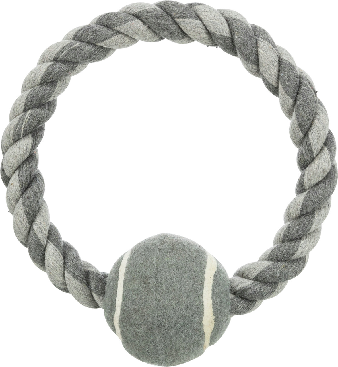 TRIXIE Hundespielzeug: Robuster Baumwollring m. Filzball, ideal f. alle Hundegrößen, fördert Zahnpflege durch Kauen.