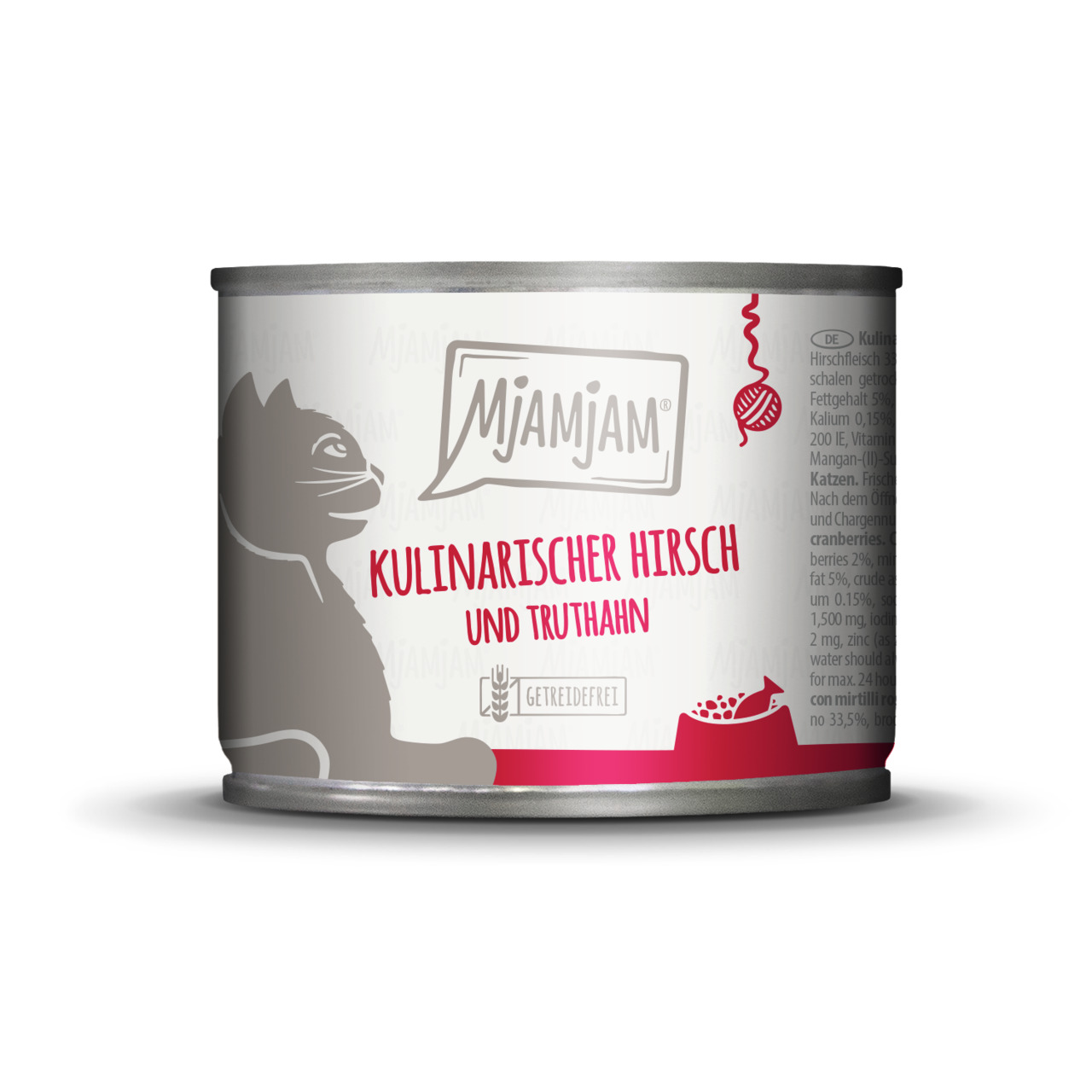 Sparpaket 6 x 200 g Mjamjam Kulinarischer Hirsch und Truthahn an frischen Cranberries Katzen Nassfutter