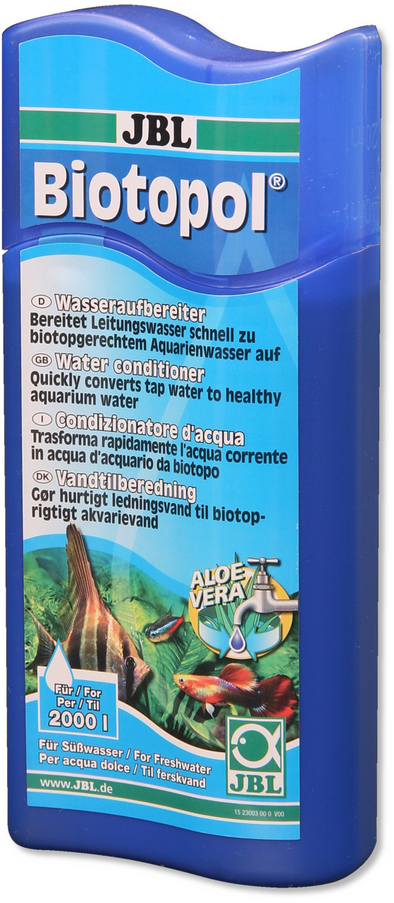 JBL Biotopol, Wasseraufbereiter f. Süßwasser-Aquarien, 2000 L, mit Aloe Vera, pflegt Fisch-Schleimhäute, ideal f. Aquarienbesitzer.