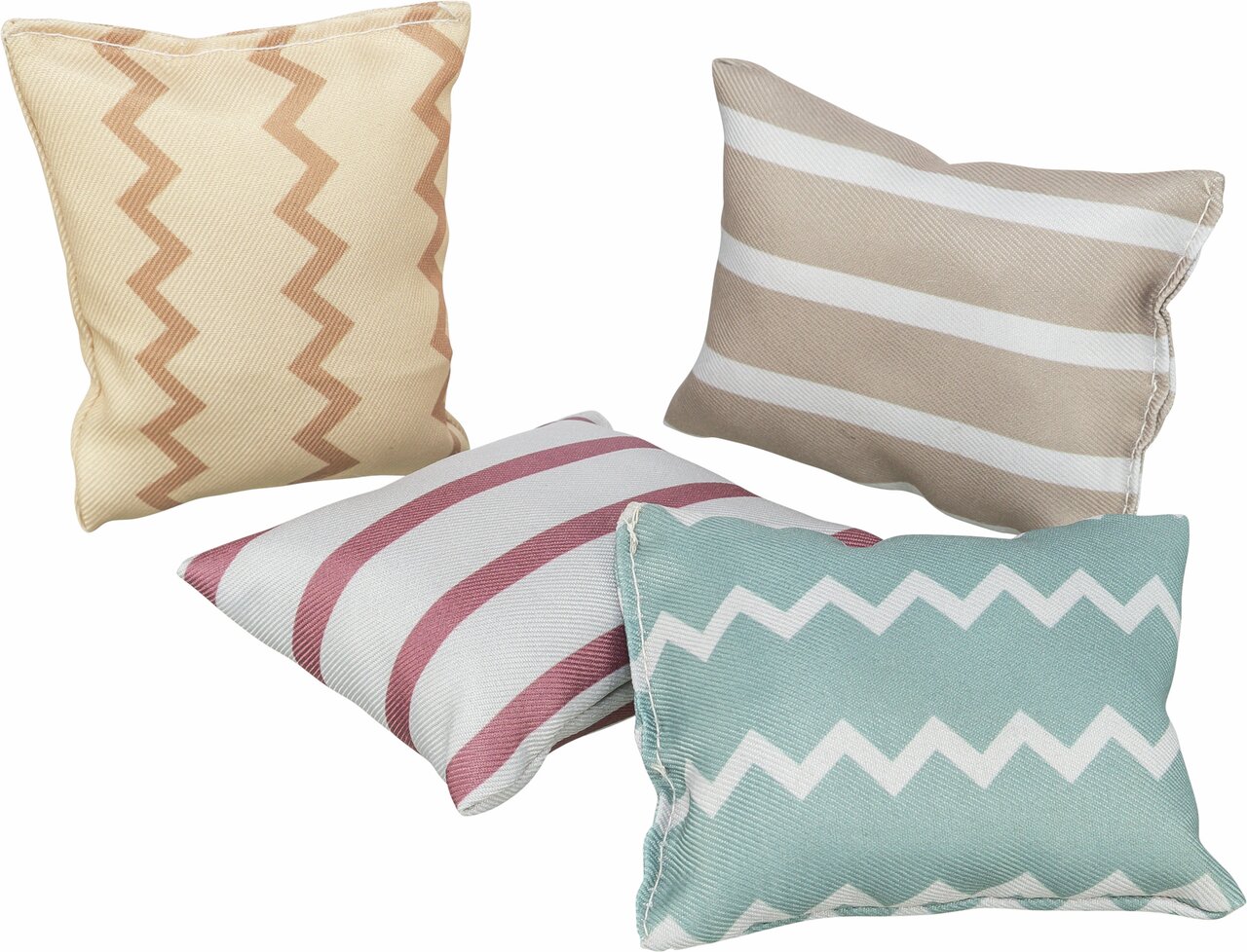 TRIXIE Katzenspielkissen, 4 Stk., für Katzen, mit Katzenminze, bunte Muster, ideal zum Spielen & Kuscheln.