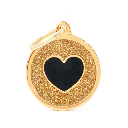 My Family" Anhänger, goldfarben, glitzernd, schwarzes Herz, für Hunde/Katzen, stilvolles Accessoire/Namensschild.;;;;;;;;;;;;;;;;;;;;;;;;;;;;;;;;;;;;