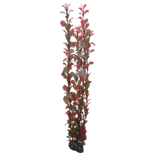 HOBBY "Red Plant", künstl. Aquarienpflanze, für Süß--Meerwasser, rote-grüne Blätter, natürl. Look, stabiler Sockel.