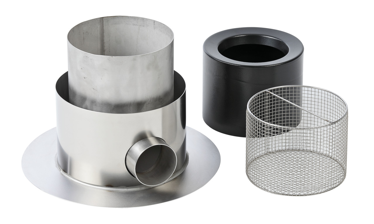 Oase Zubehörset für Teichfilter: Edelstahlrohr, Kunststoffadapter, Metallkorb. Für Gartenteiche, optimiert Filtersysteme.